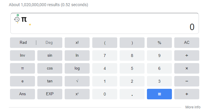 For Pi Day 2021 you can play Simon Says on the Google Calculator