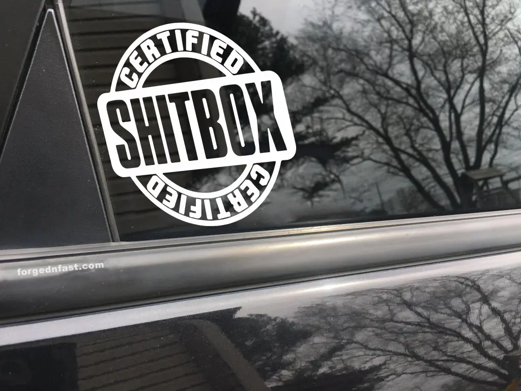Certified Shitbox funny car sticker decal