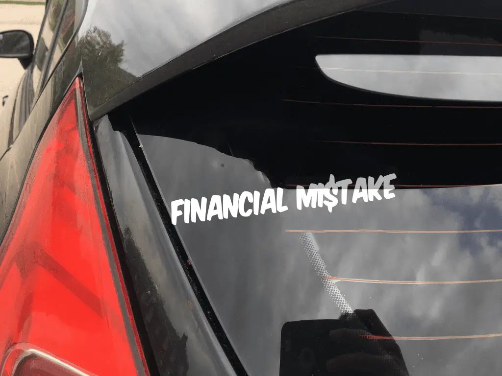 Financial Mistake funny car sticker decal
