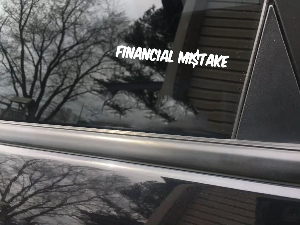 Financial Mistake funny car sticker decal