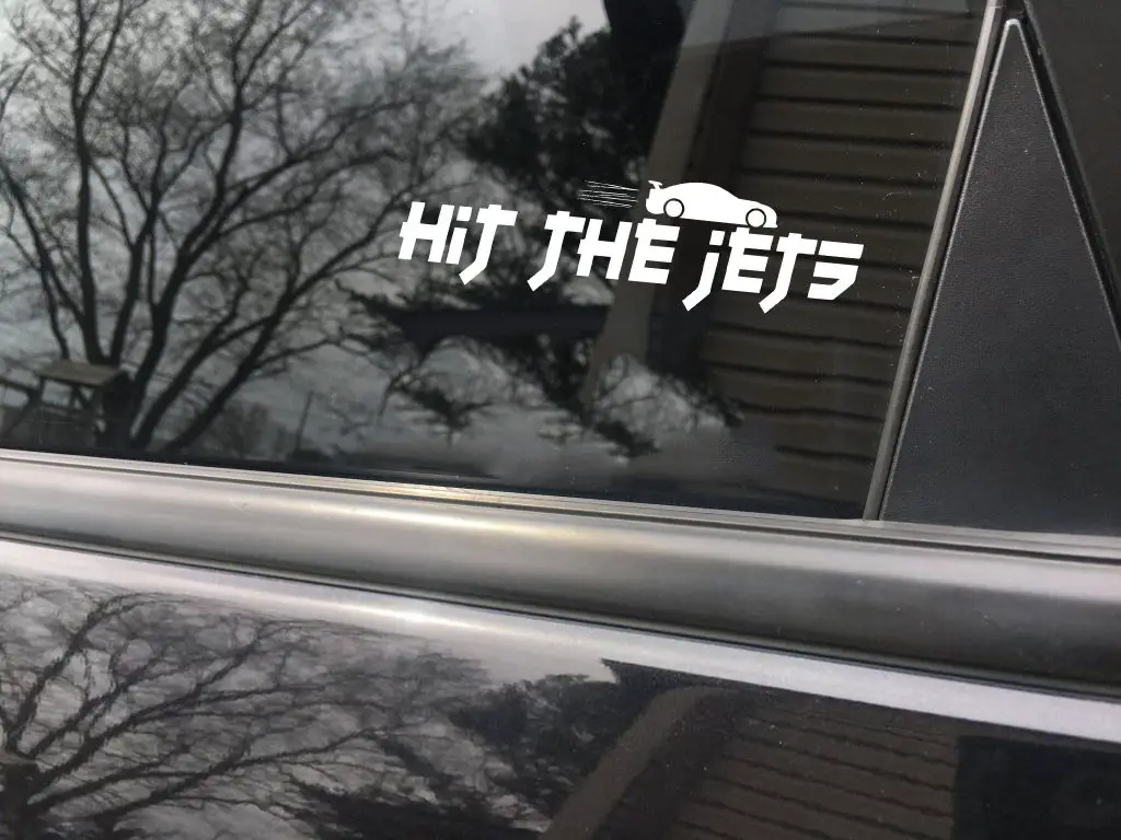 Hit the jets funny car sticker decal