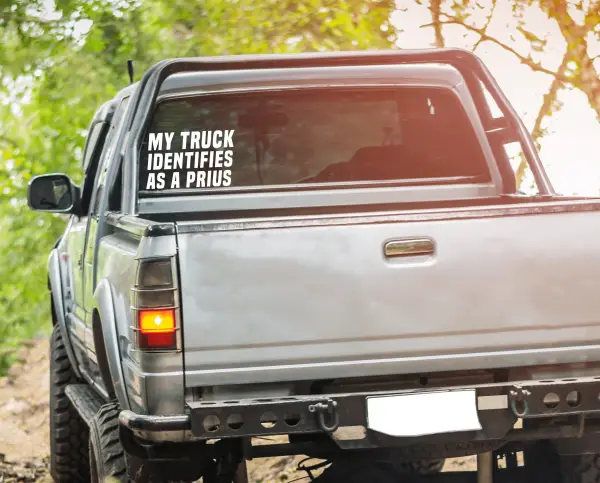 my truck identifies as a prius sticker