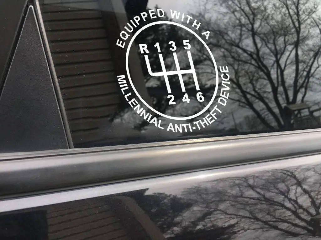 Equipped with millennial anti-theft device funny car sticker decal