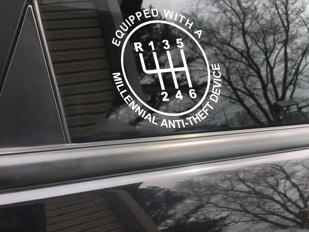 Equipped with millennial anti-theft device funny car sticker decal