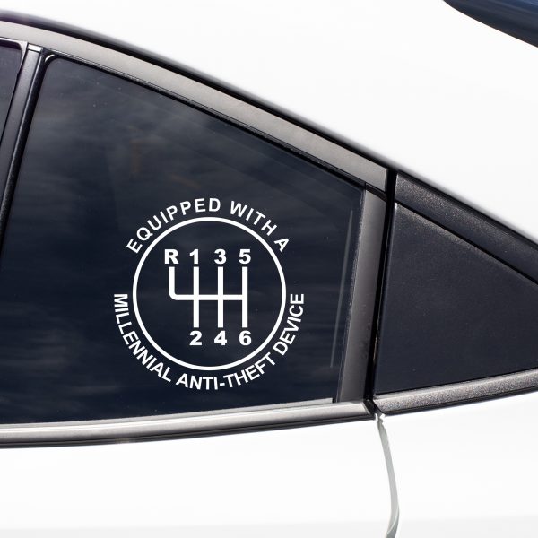 Equipped with millennial anti-theft device funny car sticker decal - Image 5