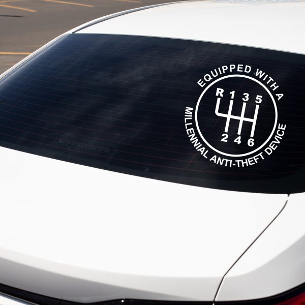 Equipped with millennial anti-theft device funny car sticker decal - Image 4