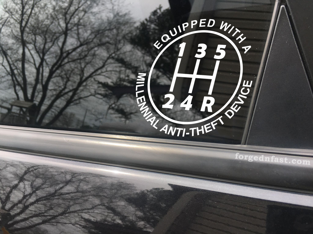 Equipped with millennial anti-theft device funny car sticker decal