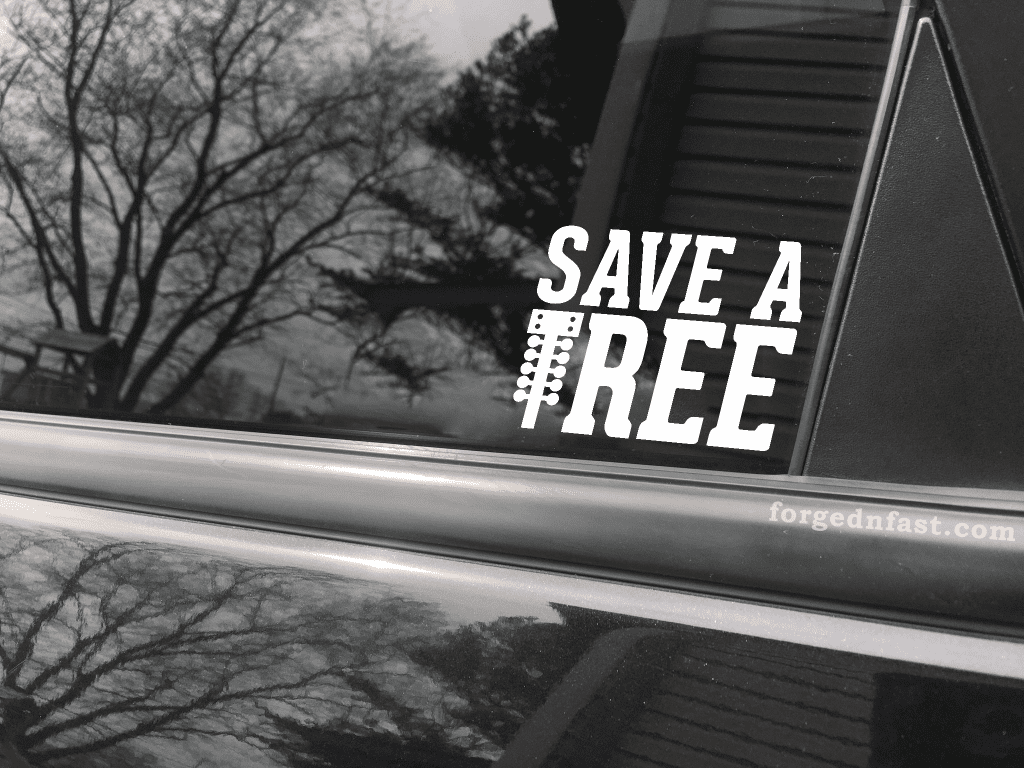 Save a tree funny car sticker decal