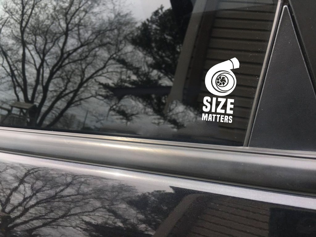 Size Matters turbo funny car sticker decal