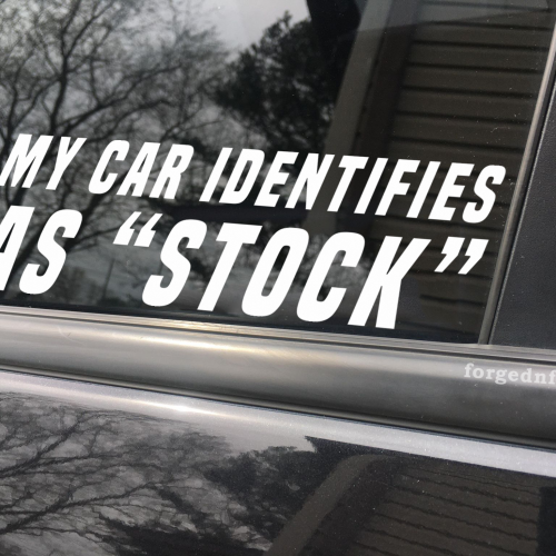My car identifies as stock funny car sticker decal