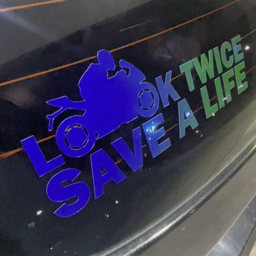 Look twice save a life car decal motorcycle awareness funny car sticker decal