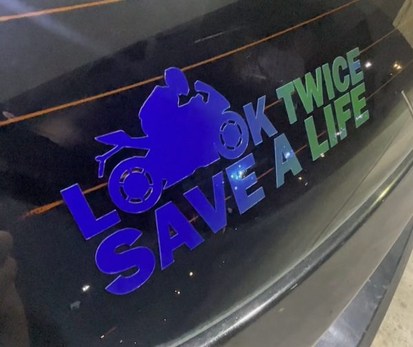 Look twice save a life car decal motorcycle awareness funny car sticker decal