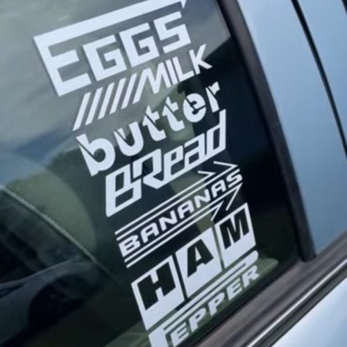 Car sponsor shopping grocery getter list funny car sticker decal