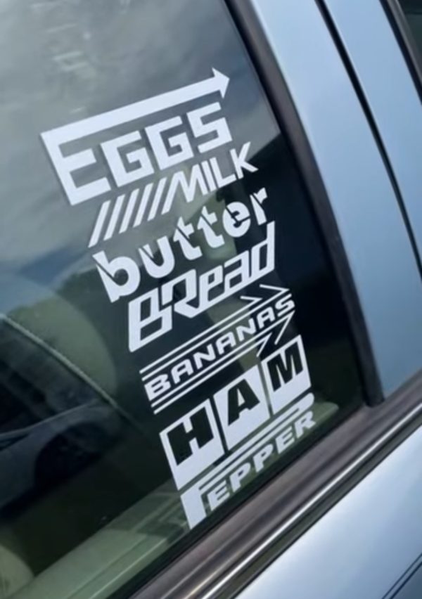 Car sponsor shopping grocery getter list funny car sticker decal