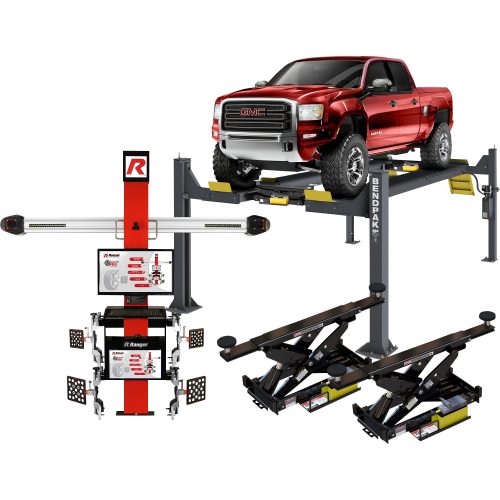 BendPak Aligner Combo Kit — 14,000-Lb. Capacity, Open-Front Extended Alignment Lift with Turnplates and Slip Plates, Model# 5175893