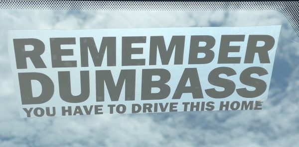 Remember Dumbass You Have To Drive This Home funny car sticker decal