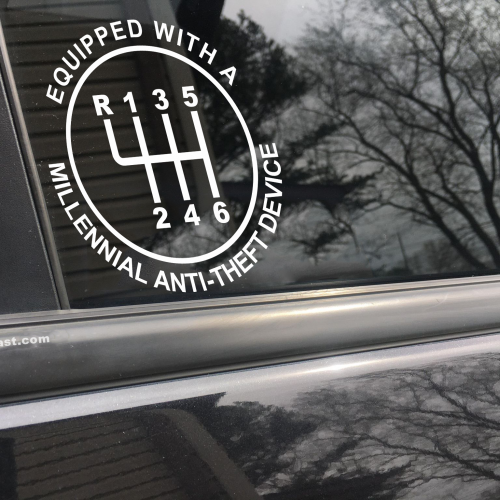 Equipped with millennial anti-theft device 6 speed funny car sticker decal