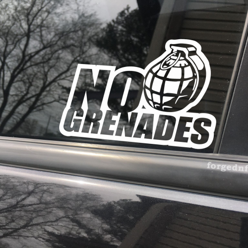 No grenades, car decal, bumper sticker, truck decal, funny car decal