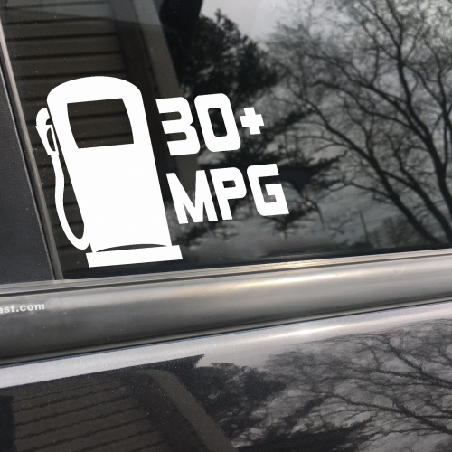 30 mpg, car decal, bumper sticker, truck decal, funny car decal