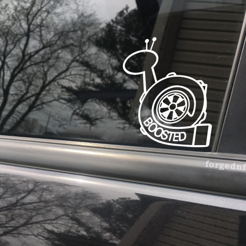 Boosted Snail, car decal, bumper sticker, truck decal, funny car decal