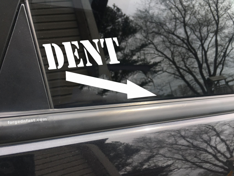 Dent, car decal, bumper sticker, truck decal, funny car decal