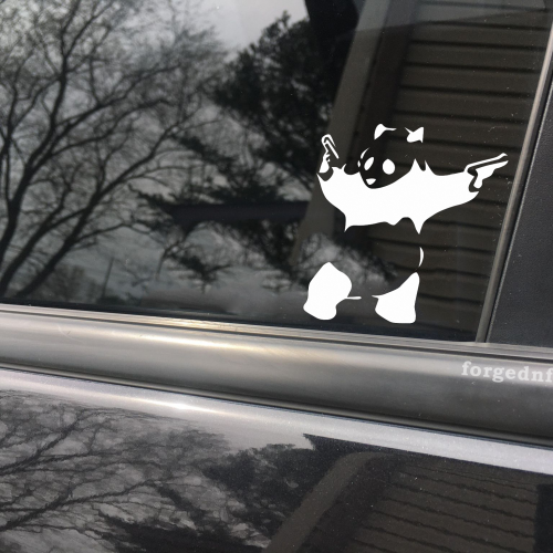 Panda Gun, car decal, bumper sticker, truck decal, funny car decal