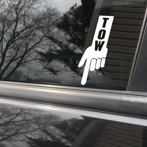 Tow pointer, car decal, bumper sticker, truck decal, funny car decal