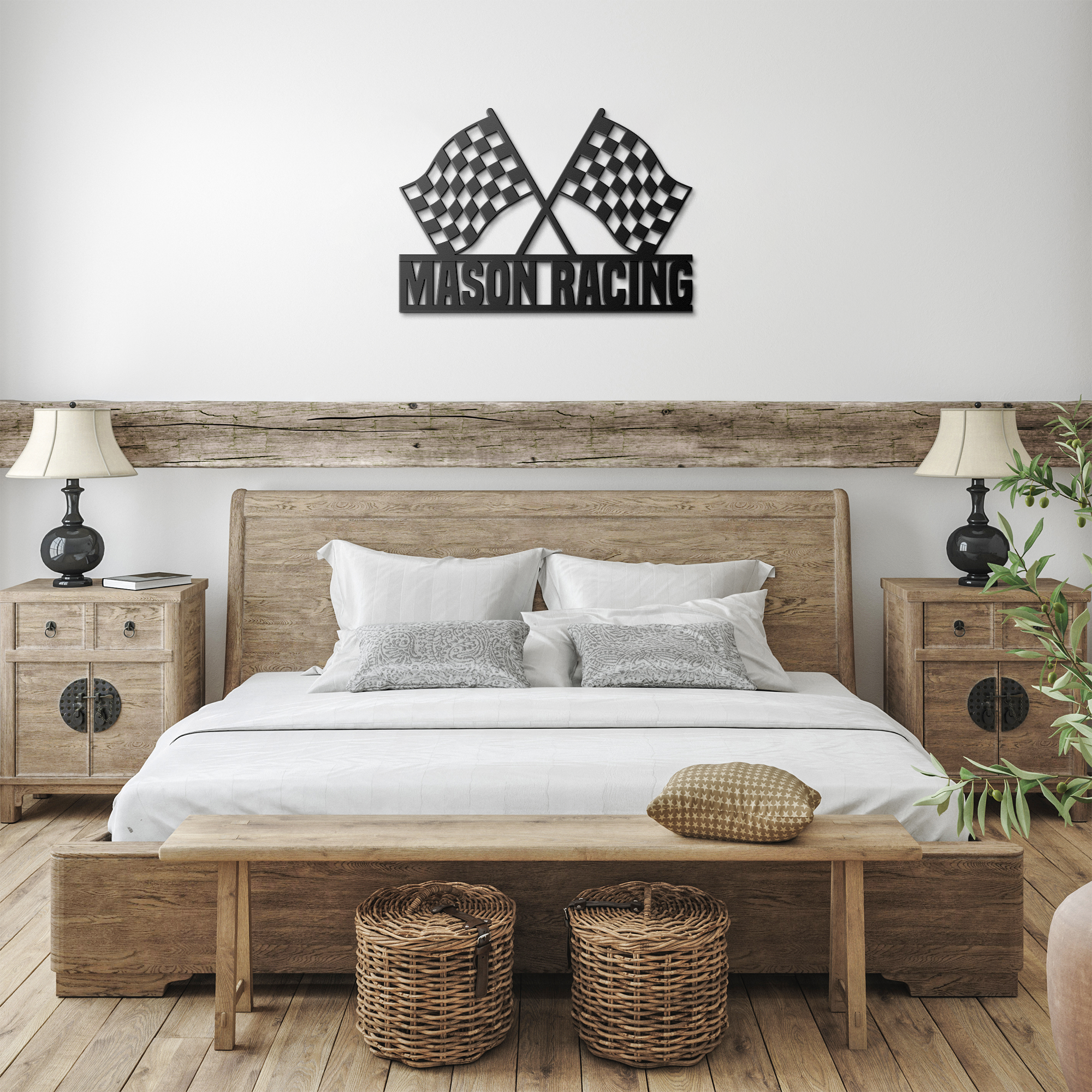 Custom Name Racing Flag Metal Sign, Car Lover, Metal Sign, Garage Sign, Mechanic - Image 5