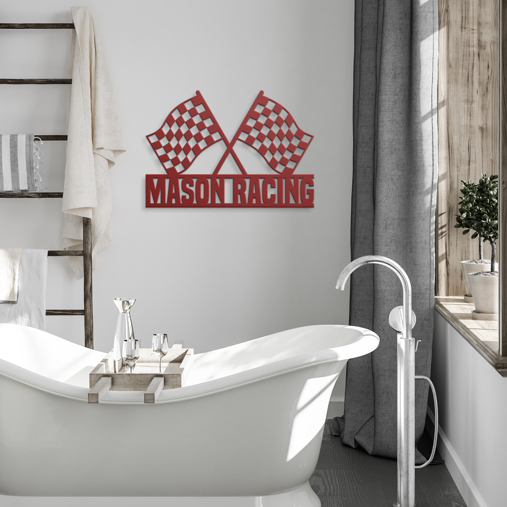 Custom Name Racing Flag Metal Sign, Car Lover, Metal Sign, Garage Sign, Mechanic - Image 4