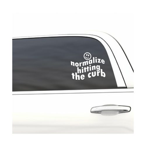 Normalize hitting the curb funny car sticker decal