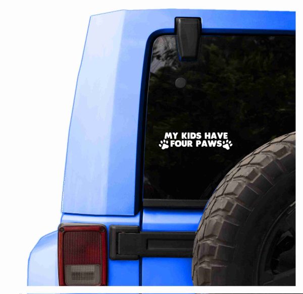 My Kids Have 4 Paws car decal, funny sticker - Image 2