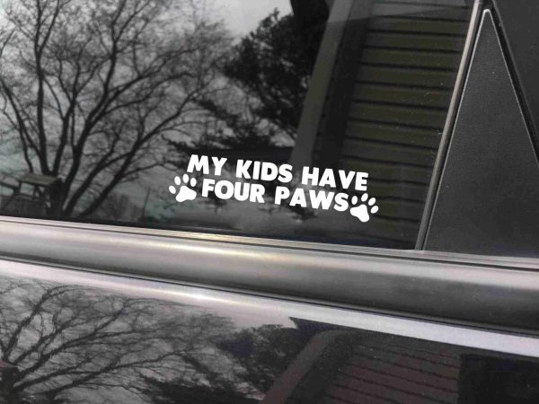 My Kids Have 4 Paws car decal, funny sticker - Image 4