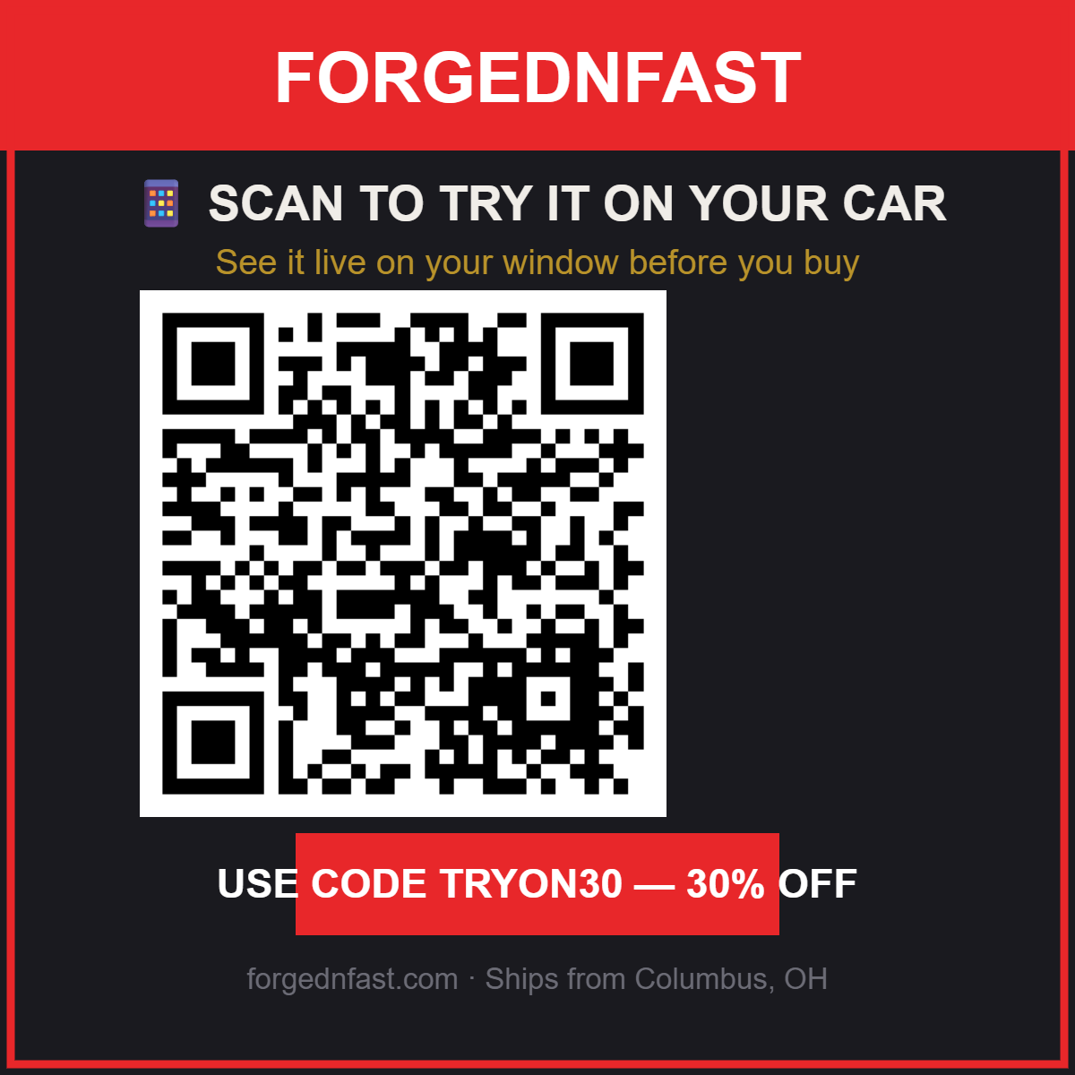 Scan to try this decal on your car before you buy — Forged N Fast AR Try-On
