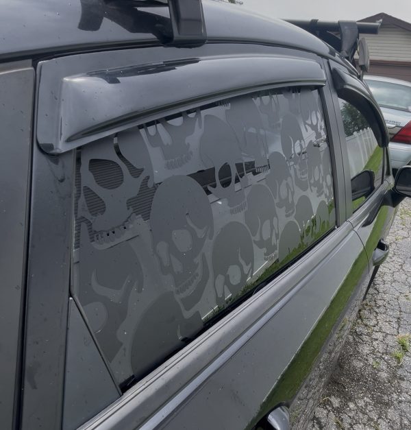 Gothic Car Window Sketch, Full Window Skull Decal, Large Vehicle Skeleton Sticker - Image 4
