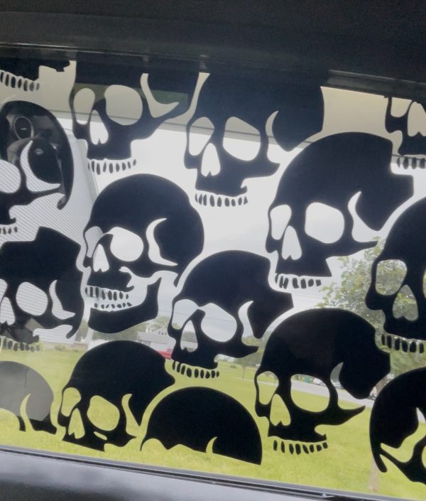 Gothic Car Window Sketch, Full Window Skull Decal, Large Vehicle Skeleton Sticker - Image 5