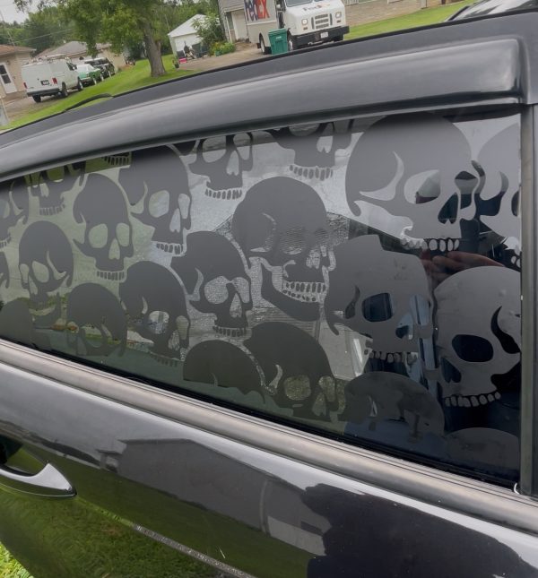 Gothic Car Window Sketch, Full Window Skull Decal, Large Vehicle Skeleton Sticker - Image 2