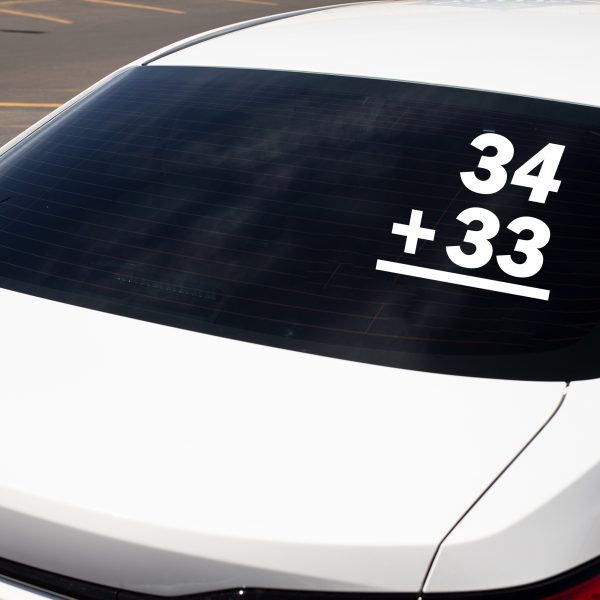 34 Plus 33 Car Decal - Motivational Vinyl Sticker for Automotive Enthusiasts - Image 5
