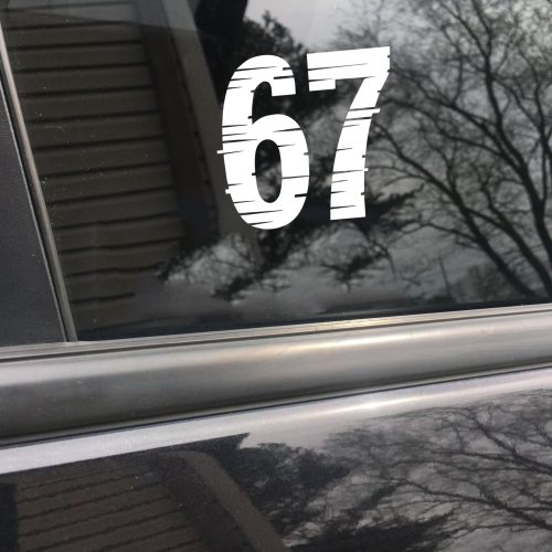 67 Glitch Car Decal – Motivational Vinyl Sticker for Automotive Enthusiasts