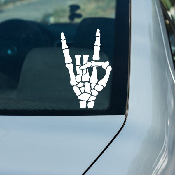 Rock On Skeleton Fist Decal - Skull Hand Decal for Car, Laptop, Wall, or Skateboard - Punk Rock Aesthetic Vinyl Sticker - Image 3