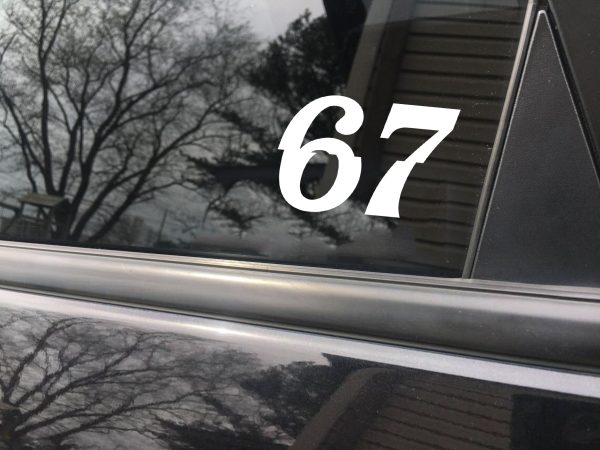 67 Car Decal | Vinyl Car Sticker | Unique Automotive Decor | Personalized Vehicle Graphics | Durable Weatherproof Design