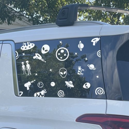 Aliens & UFOs Car Decal - Cute Sci-Fi Vinyl Sticker | Space Themed Vehicle Decor | Alien Lover Gift