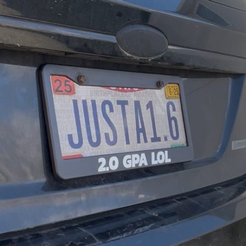 2.0 GPA LOL License Plate Frame