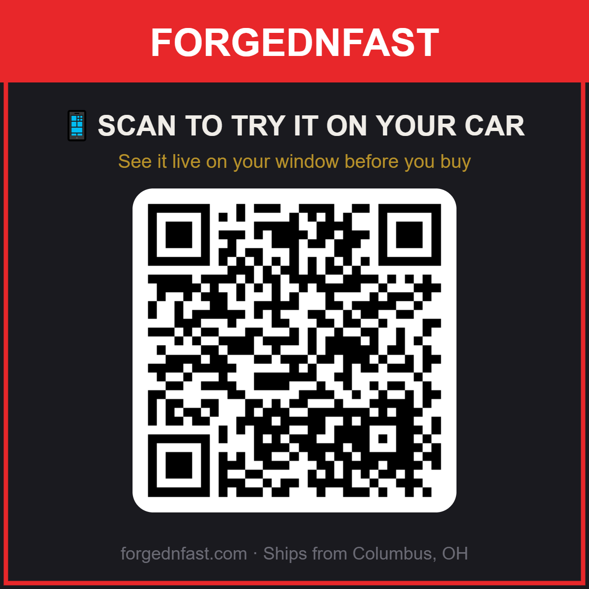 Scan to try this decal on your car before you buy — Forged N Fast AR Try-On