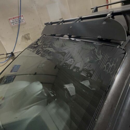 Desert Cactus Pattern Windshield Banner — Cactus Sun Strip Car Decal