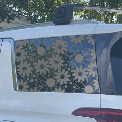Daisies Full-Window Car Decal — Die Cut Floral Window Wrap