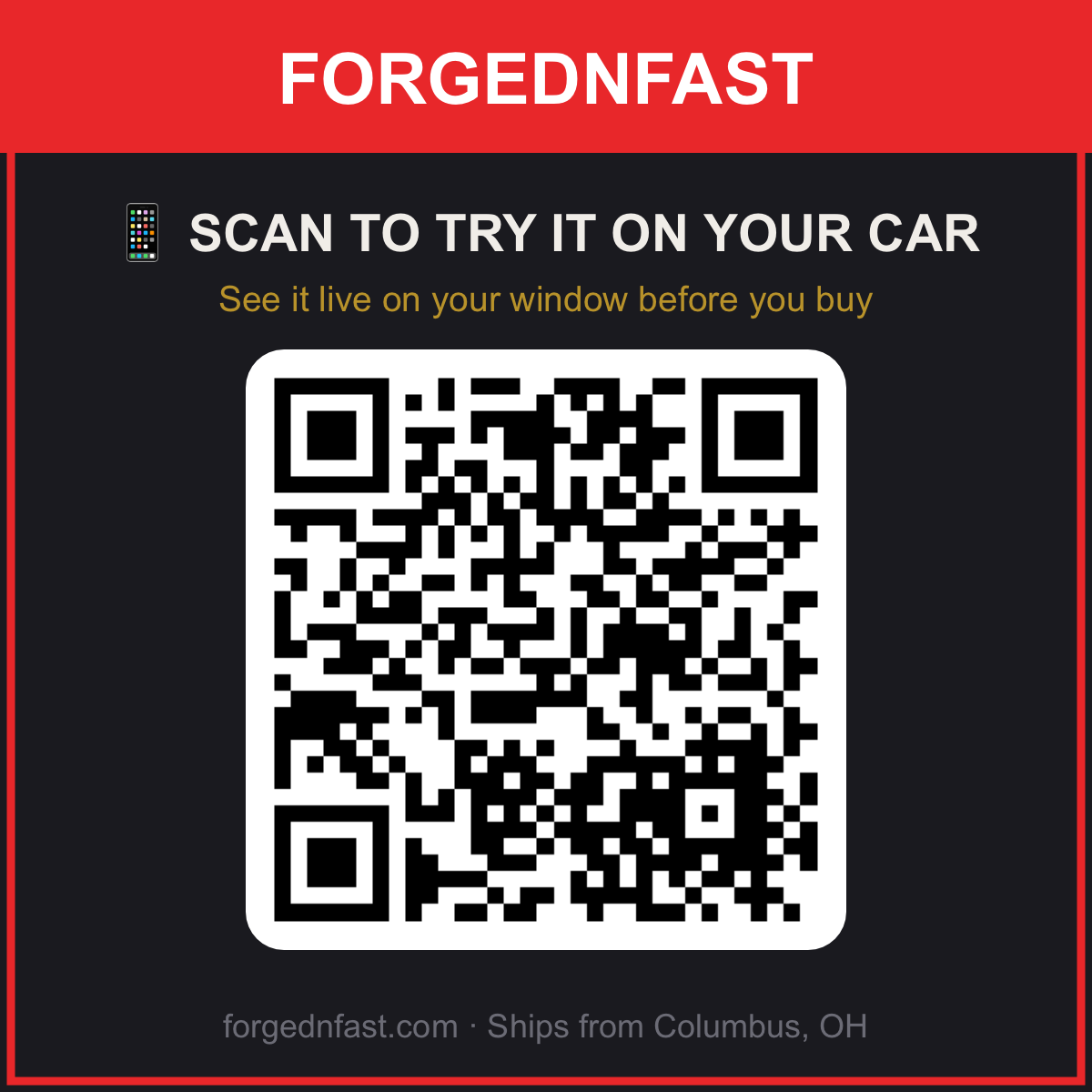 Scan to try this decal on your car before you buy — Forged N Fast AR Try-On