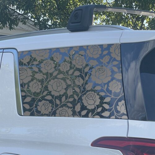 Rose Vine Full Window Car Decal | Oracal 651 Die-Cut Vinyl Window Sticker