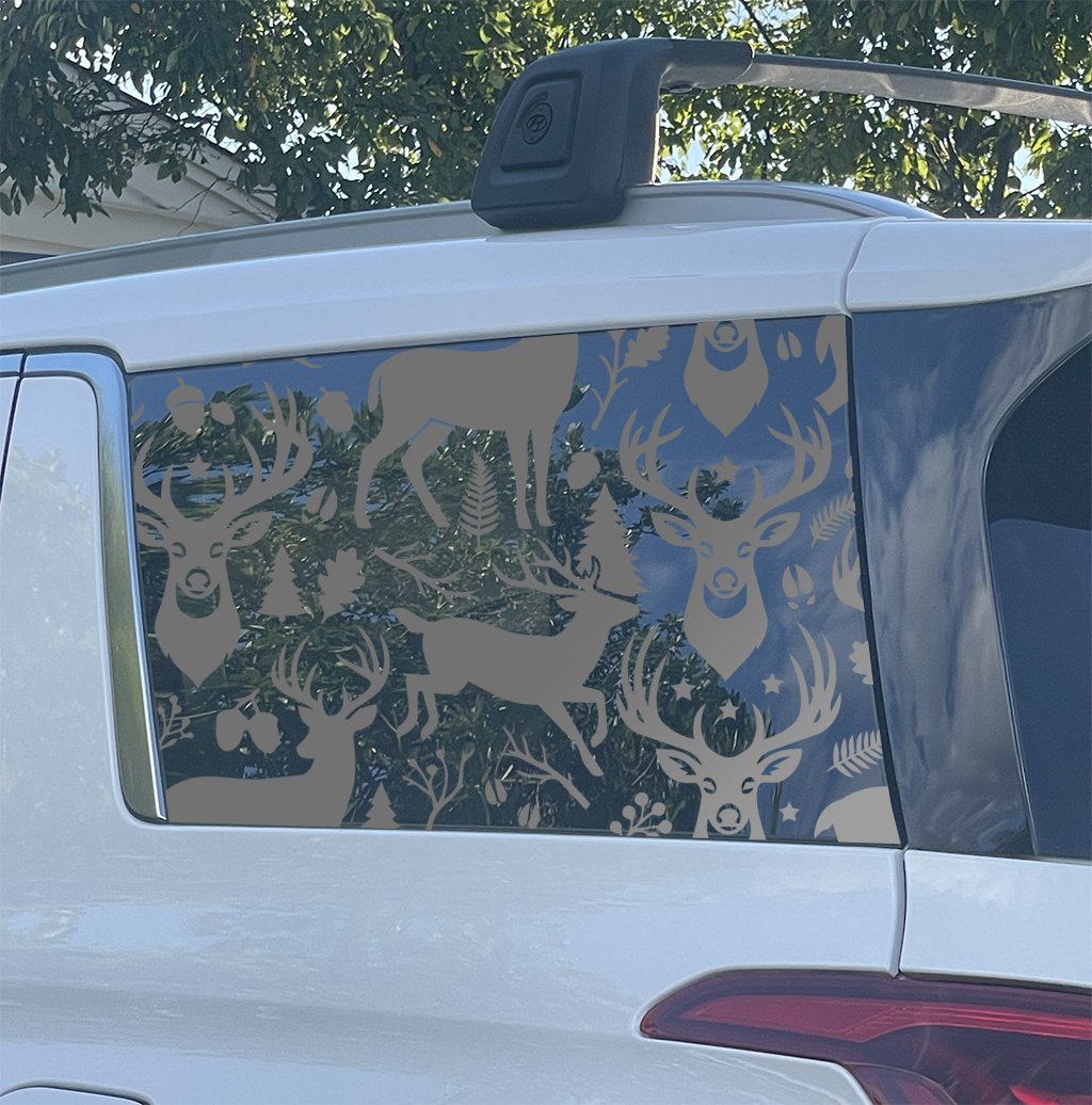 Deer Outdoors Full Window Decal — Die‑Cut Oracal 651 Vinyl Car Rear Window Sticker