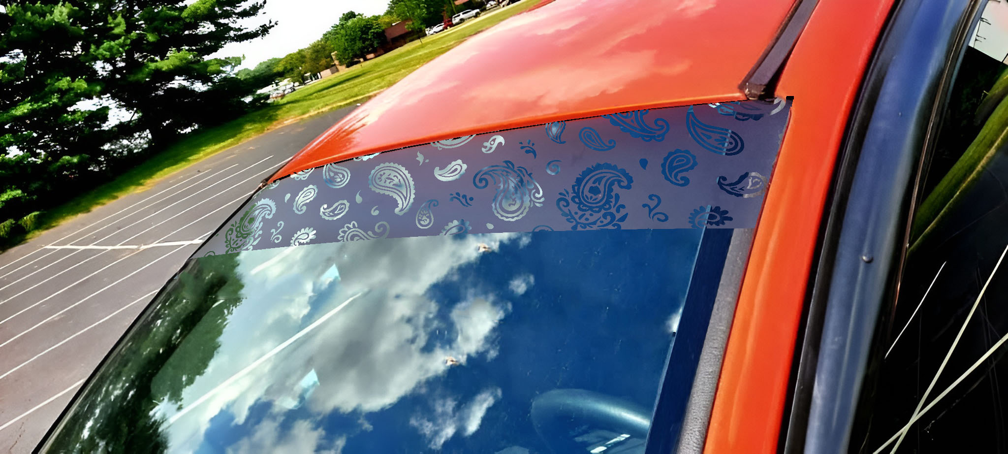 Paisley Window Banner Sunstrip — Die-Cut Oracal 651 Vinyl Car Windshield Decal