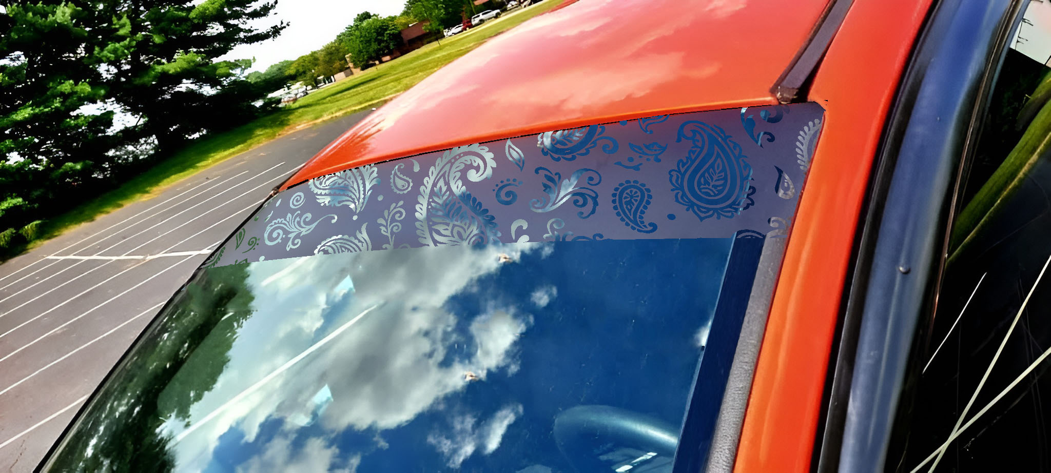 Paisley Window Banner Sunstrip — Die-Cut Oracal 651 Vinyl Car Windshield Decal - Image 6